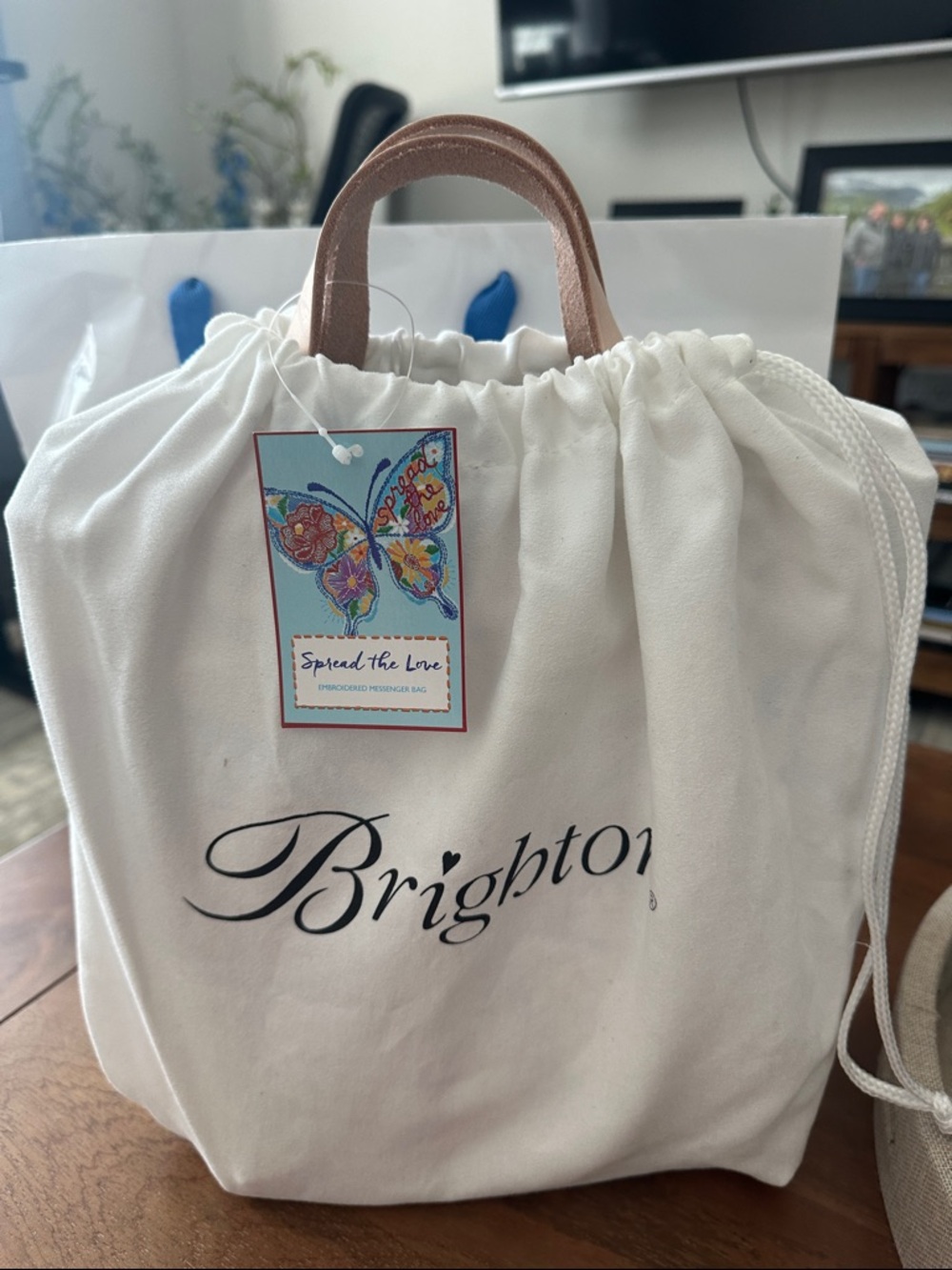 NWT Brighton Beige Canvas Tote with Colorful Embroidered Butterfly - Picture 9 of 10
